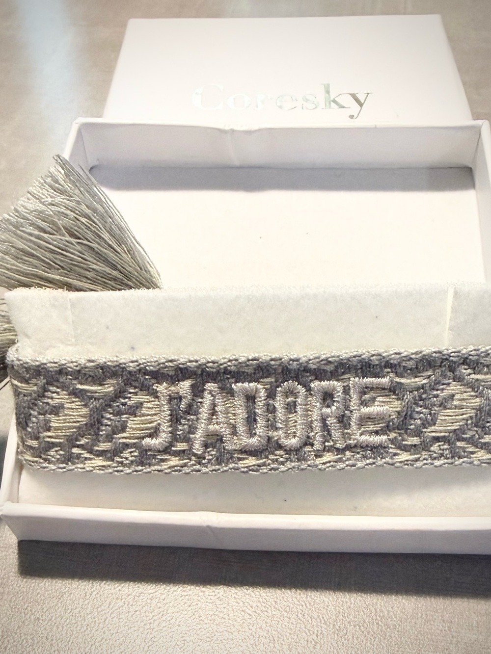 Dior J'ADORE Embroidered Tassel Bracelet - Silver Gray